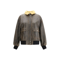 Brown Lamb Ovis Aries Aries Biker Jacket