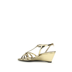 Gold Calf Leather Bos Taurus Wedge Sandals