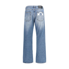 جينز قطني أزرق بقصة واسعة