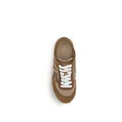 Beige Calf Leather Bos Taurus Athletic Sneakers