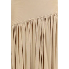 Beige Viscose Long Skirt