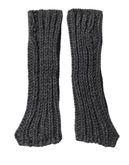 Gray Acrylic Knitted Fingerless Arm Warmer Gloves