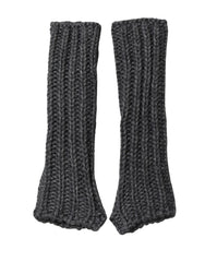 Gray Acrylic Knitted Fingerless Arm Warmer Gloves