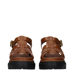 Brown Leather Platform Sandals