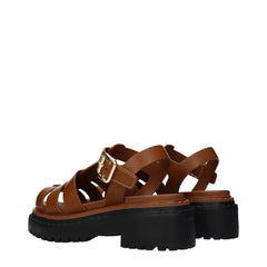 Brown Leather Platform Sandals