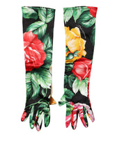 Multicolor Floral Print Elbow Length Women Gloves