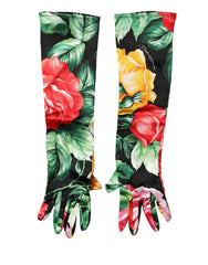 Multicolor Floral Print Elbow Length Women Gloves