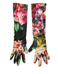 Multicolor Floral Print Elbow Length Women Gloves
