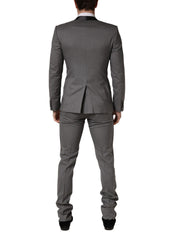 Gray Wool Single Breasted 1 Button 3PC Suit