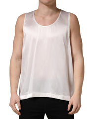 White Satin Polyester SleevelessTank T-shirt