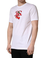 White DG Cherries Cotton Crew Neck T-shirt