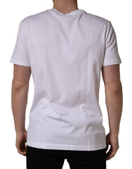 White Barcode Print Cotton Crew Neck T-shirt