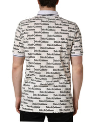 White Logo Monogram Cotton Men Polo T-shirt