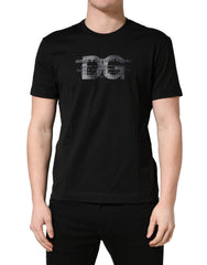 Black Logo DG Print Cotton Crew Neck T-shirt
