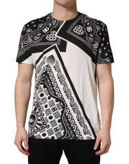 Black White Bandana Cotton Crew Neck T-shirt