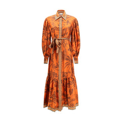 Orange Silk Casual Dress