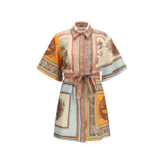 فستان كاجوال متعدد الألوان من الكتان