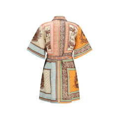 فستان كاجوال متعدد الألوان من الكتان