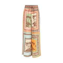 بنطال كاجوال من الحرير متعدد الألوان