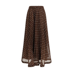 Brown Polyester Long Skirt