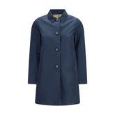 Blue Polyester Trench Coat