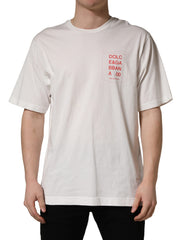 White Graphic Print Cotton Crew Neck T-shirt