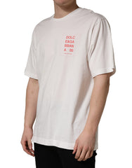 White Graphic Print Cotton Crew Neck T-shirt