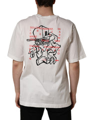 White Graphic Print Cotton Crew Neck T-shirt