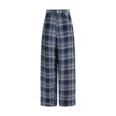 Blue Linen Casual Pants