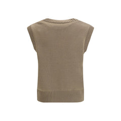 Beige Fleece Wool Sleeveles Sweater