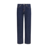 Blue Cotton Straight-Leg Jeans