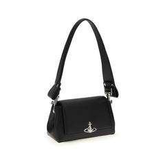 Black Polyurethane Shoulder Bag