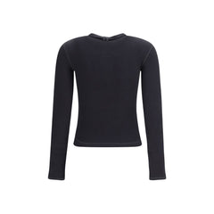 تي شيرت أسود قطني بأكمام طويلة