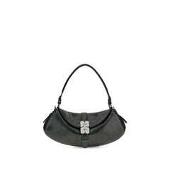 Blue Recycled Leather Shoulder Bag