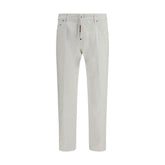 White Cotton Slim Fit Jeans