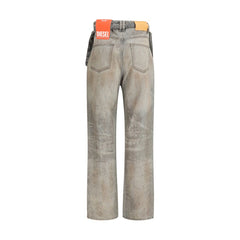Gray Cotton Slim Fit Jeans