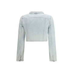 Blue Cotton Biker Jacket