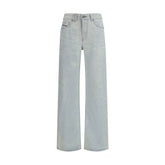 Blue Cotton Straight-Leg Jeans