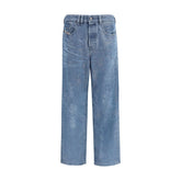 Blue Cotton Straight-Leg Jeans