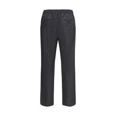 Gray Fleece Wool Casual Pants