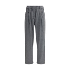 Gray Fleece Wool Casual Pants