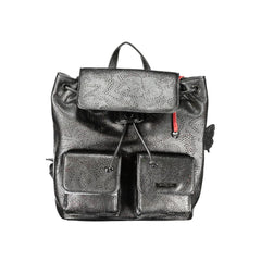 Black Polyurethane Women's Mini Backpack