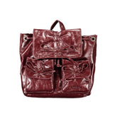 Burgundy Polyurethane Women Backpack