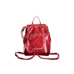 Red Polyurethane Women's Mini Backpack