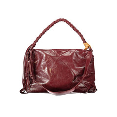 Burgundy Polyurethane Women Handbag