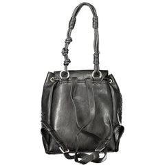 Black Polyurethane Women's Mini Backpack