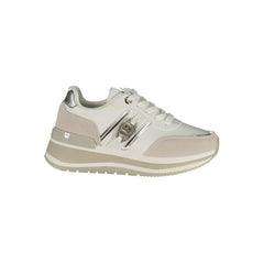White Polyurethane Women Sneaker