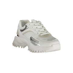 White Polyurethane Women Sneaker