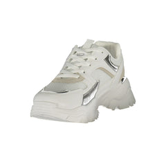 White Polyurethane Women Sneaker