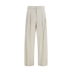 Gray Silk Casual Pants